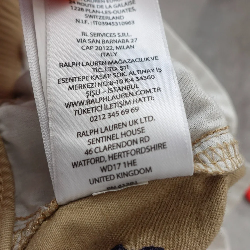 Polo Ralph Lauren Boys 20 Tan Khaki Logo Allover Shorts Simple Basic Summer 30x5